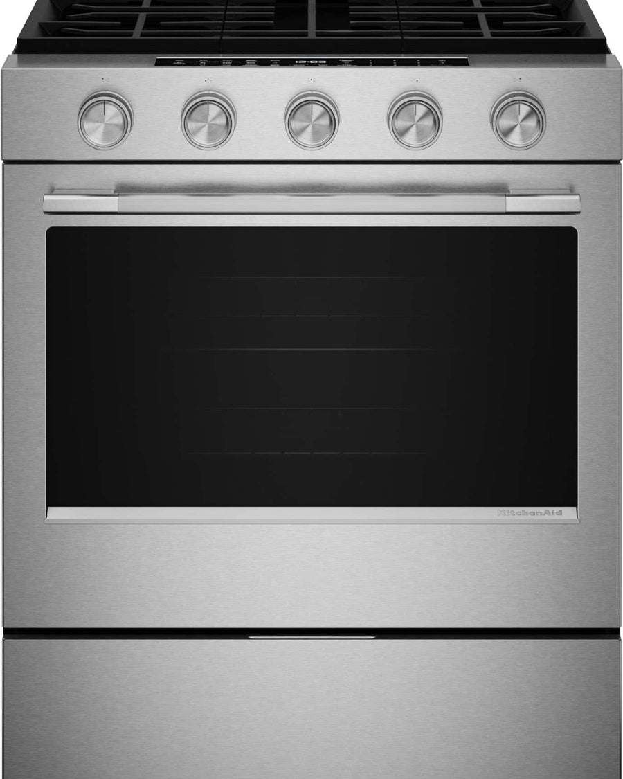 KitchenAid 30" Slide-In Gas Range 5.0 cu. ft Convection Stainless KSGS330SPS - Image 1