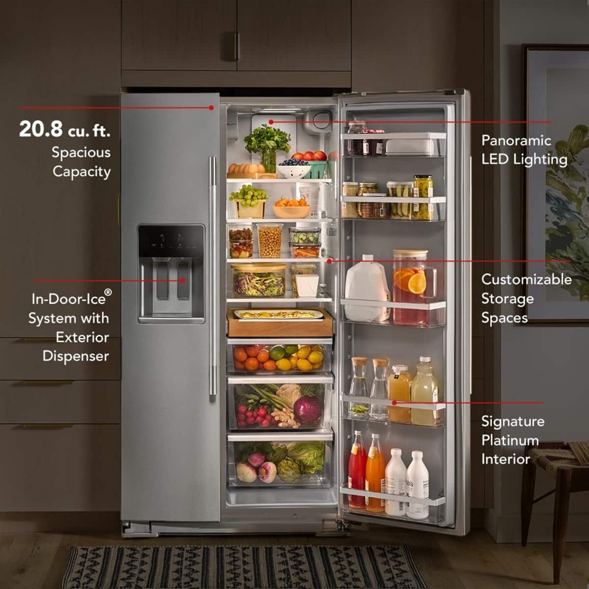 KitchenAid 36" Counter-Depth Side-by-Side Refrigerator 20.8 Cu. Ft KRSC536RPS - Image 5
