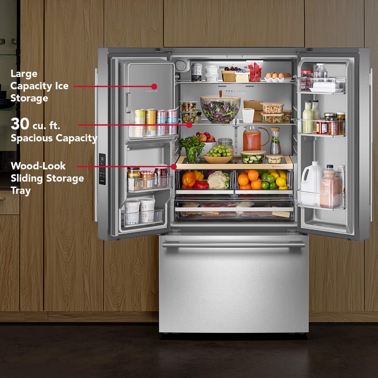 KitchenAid 36" French Door Refrigerator 30 cu. ft Stainless Steel KRFF436SPS - Image 2