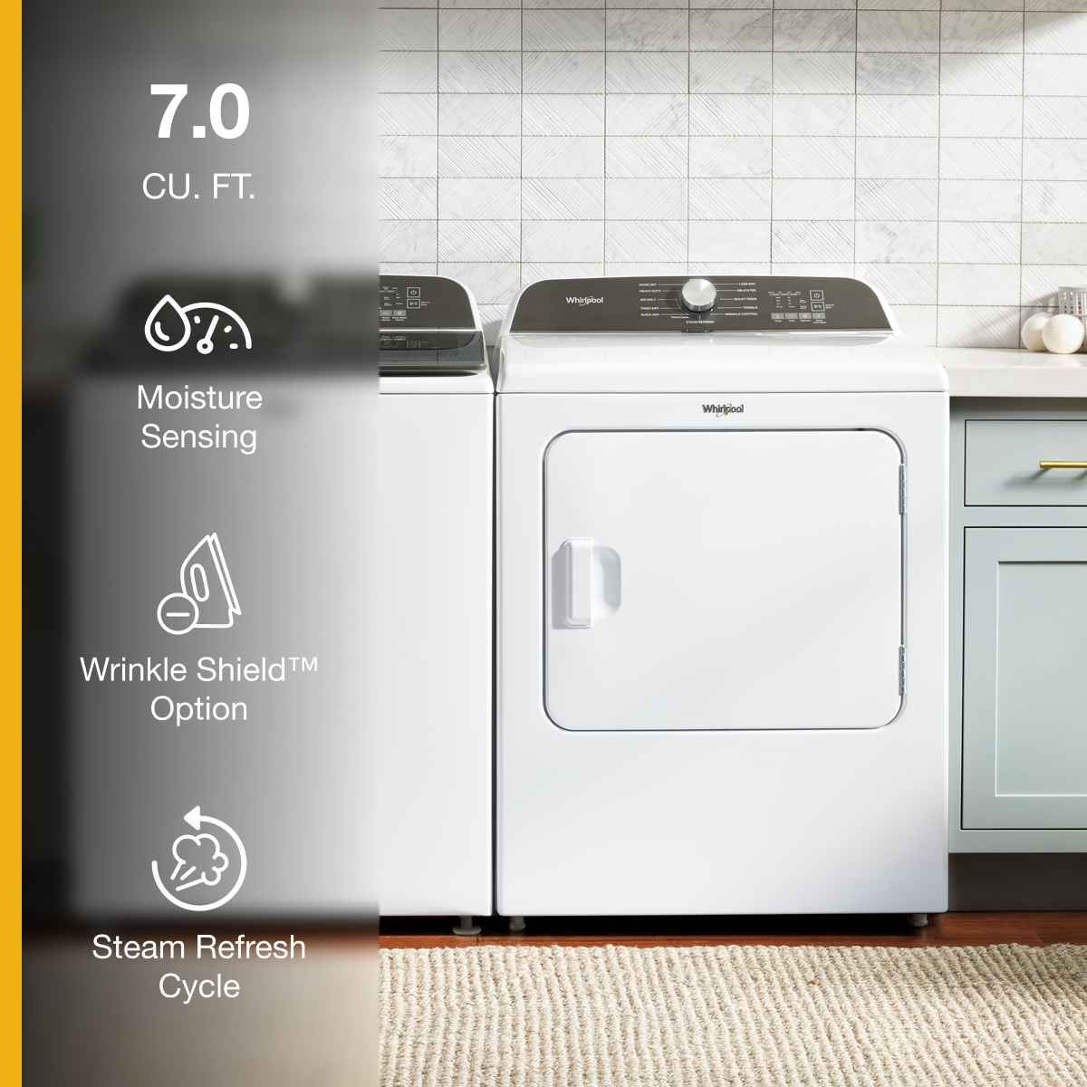 Whirlpool Gas Dryer w/ Steam 7.0 Cu. Ft WGD6150PW - Image 2