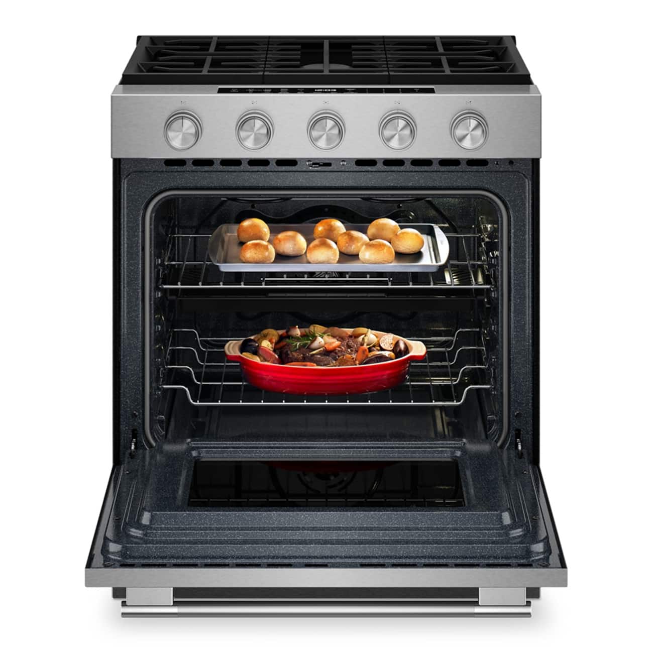 KitchenAid 30" Slide-In Gas Range 5.0 cu. ft Smart Convection KSGS530SPS - Image 3