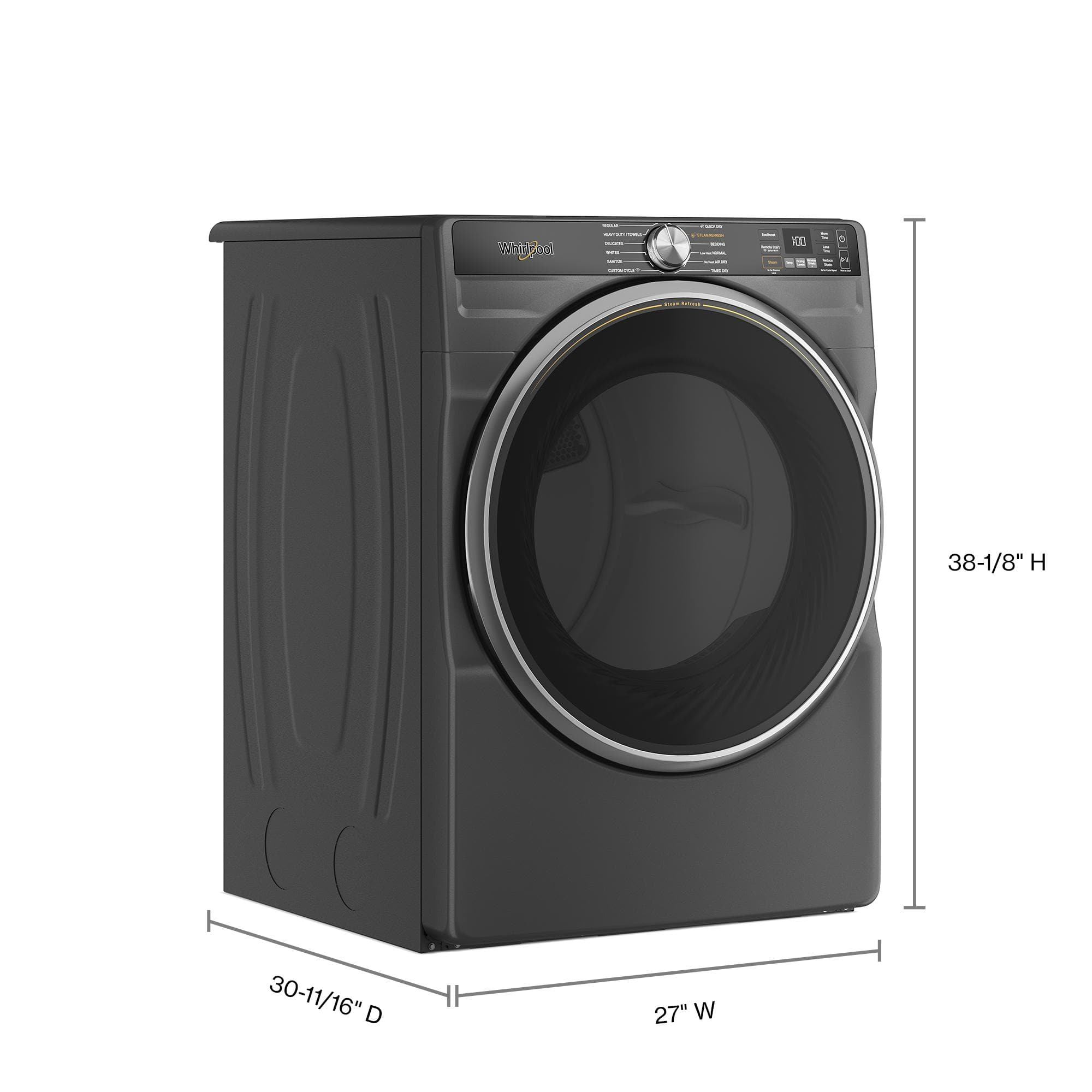 Whirlpool Electric Front Load Dryer 7.4 Cu. Ft Smart Steam Black WED6720RU - Image 2