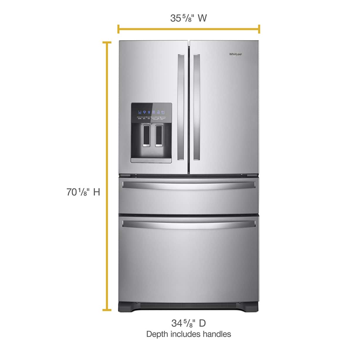 Whirlpool 36" French Door Refrigerator 25 cu. ft Stainless Steel WRMF3636RZ - Image 3