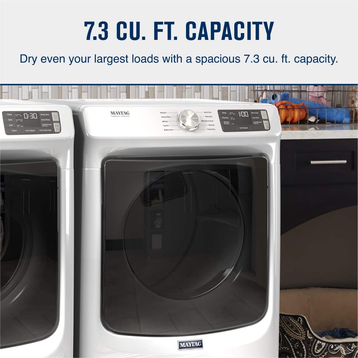 Maytag Front Load Electric Dryer 7.3 Cu. Ft White MED5630HW - Image 9