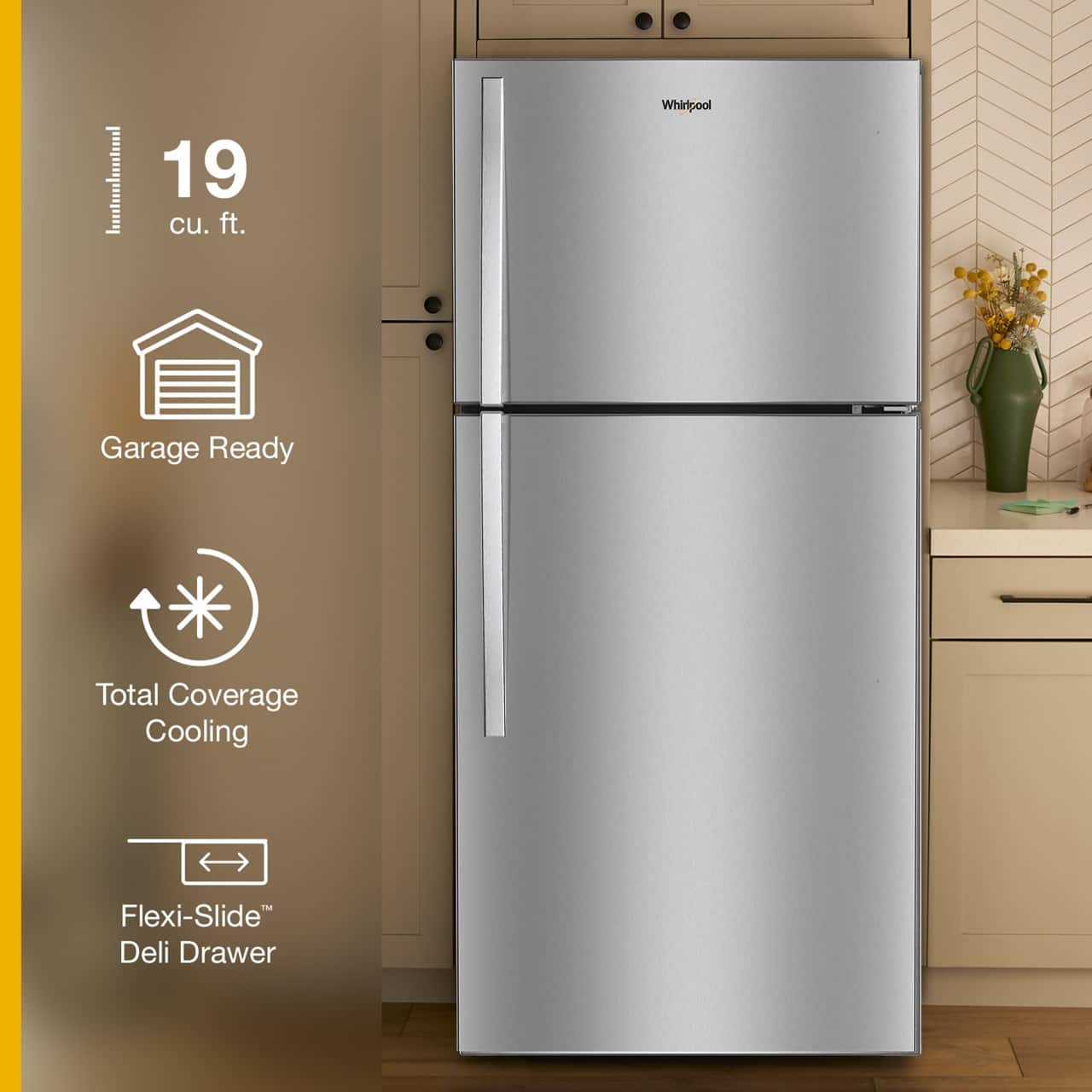 Whirlpool 30" Garage Ready Top Freezer Refrigerator 19.2 cu. ft WRTX7419SZ - Image 2