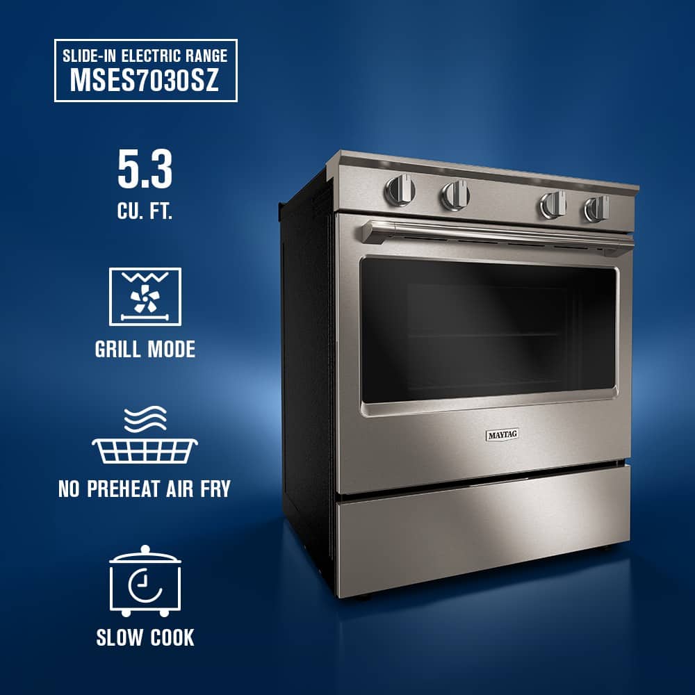 Maytag Slide-In Electric Range 5.3 Cu. Ft Grill Mode Stainless Steel MSES7030SZ - Image 2