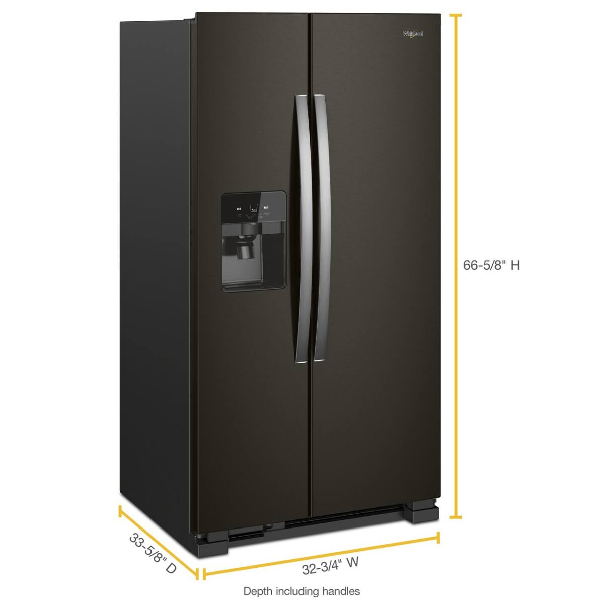 Whirlpool 33" Side-by-Side Refrigerator 21 cu. ft Black Stainless WRS321SDHV - Image 3