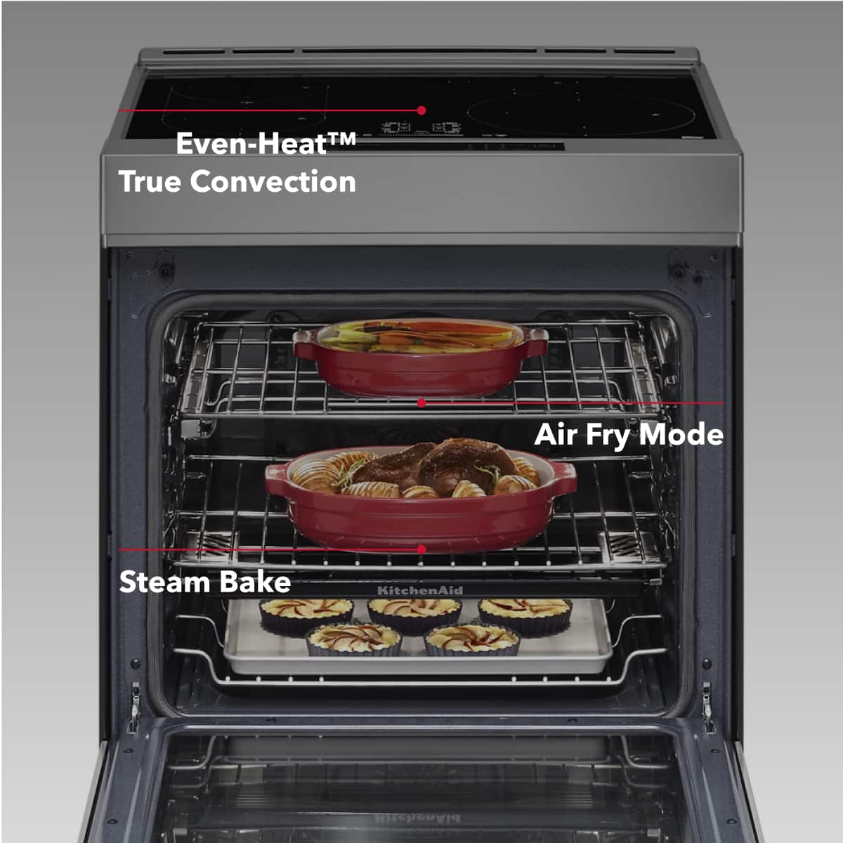 KitchenAid 30" Slide-In Electric Range 6.4 cu ft Induction Convection KSIS730PSS - Image 2