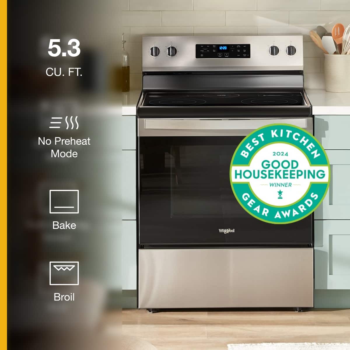 Whirlpool 30" Electric Range w/ No Preheat Mode 5.3 cu. ft WFES3330RS - Image 2