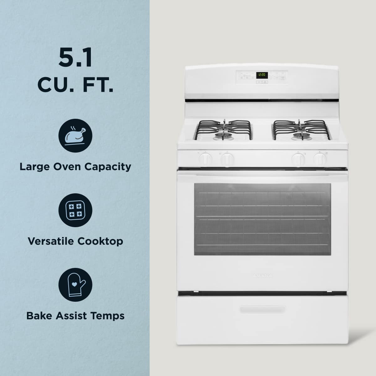 Amana 30" Freestanding Gas Range 5.1 cu. ft AGR6303MMW - Image 2