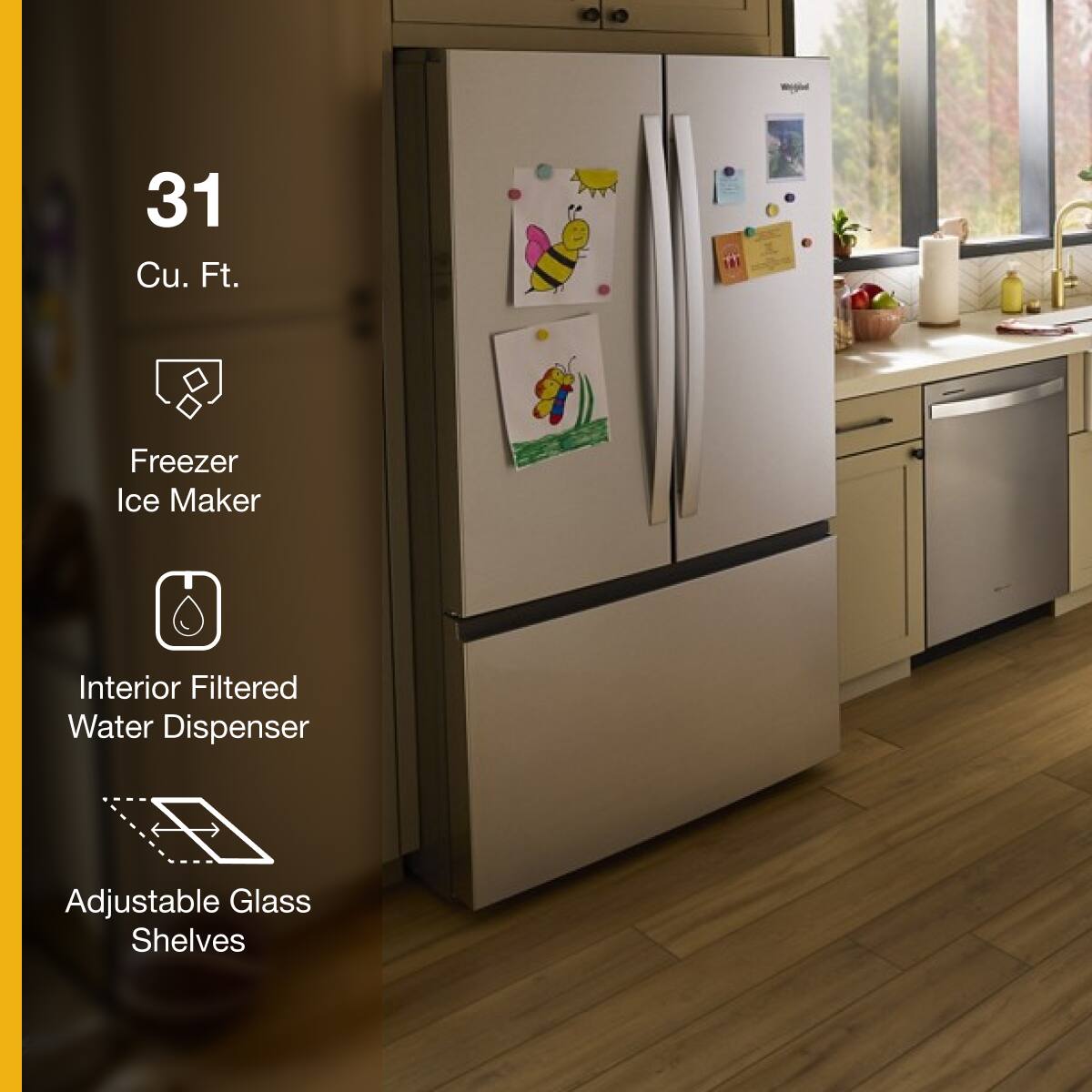 Whirlpool 36" French Door Refrigerator 31 cu. ft Stainless Steel WRFF3336SZ - Image 2