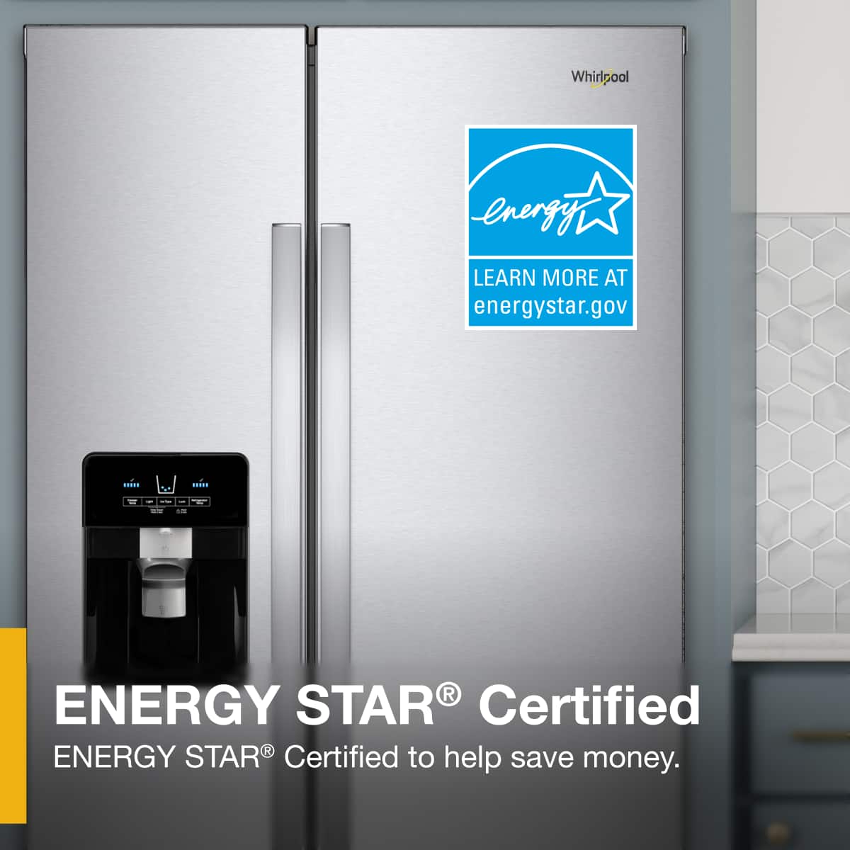 Whirlpool 36" Side-by-Side Refrigerator 25 cu. ft Stainless Steel WRS335SDHM - Image 9