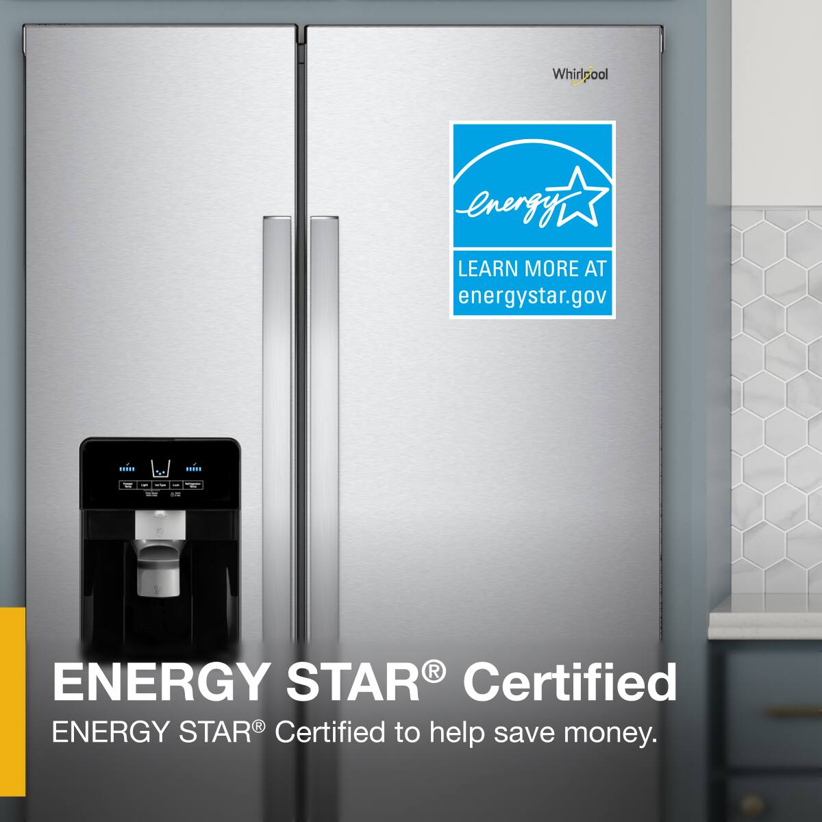 Whirlpool 36" Side-by-Side Refrigerator 25 cu. ft Stainless Steel WRS335SDHM - Image 9