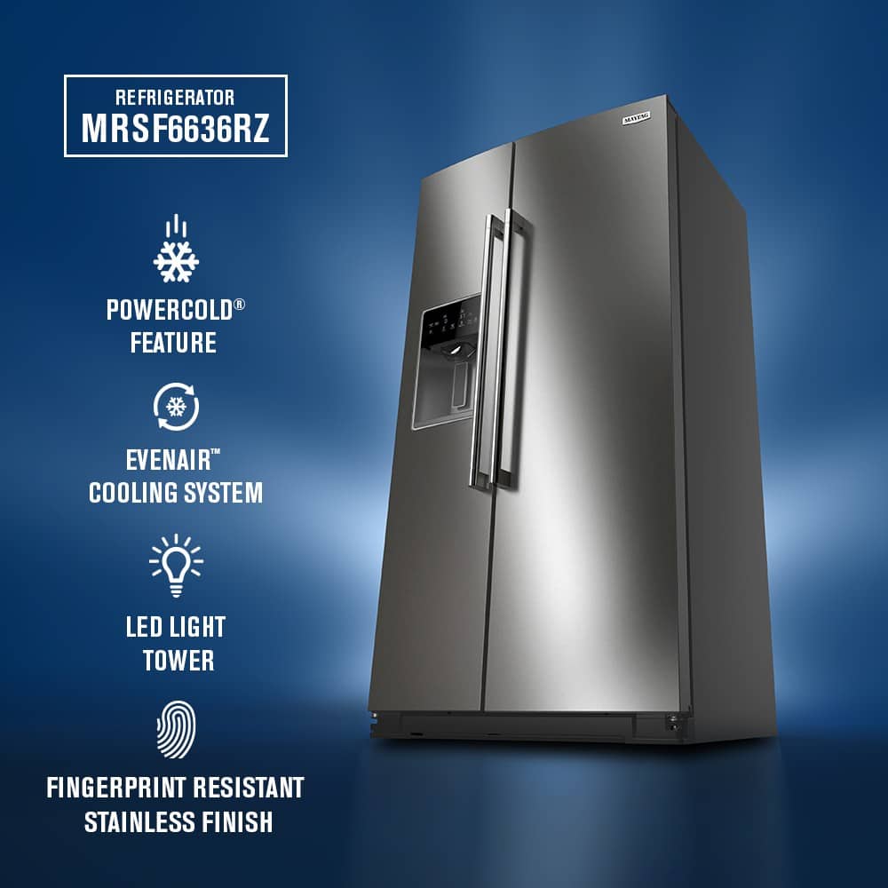 Maytag 36" Side-by-Side Built-In Refrigerator 28.7 Cu. Ft Stainless MRSF6636RZ - Image 2