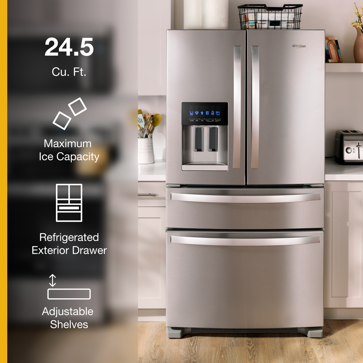 Whirlpool 36" French Door 4-Door Refrigerator 25 cu. ft Stainless WRMF3636RZ - Image 2
