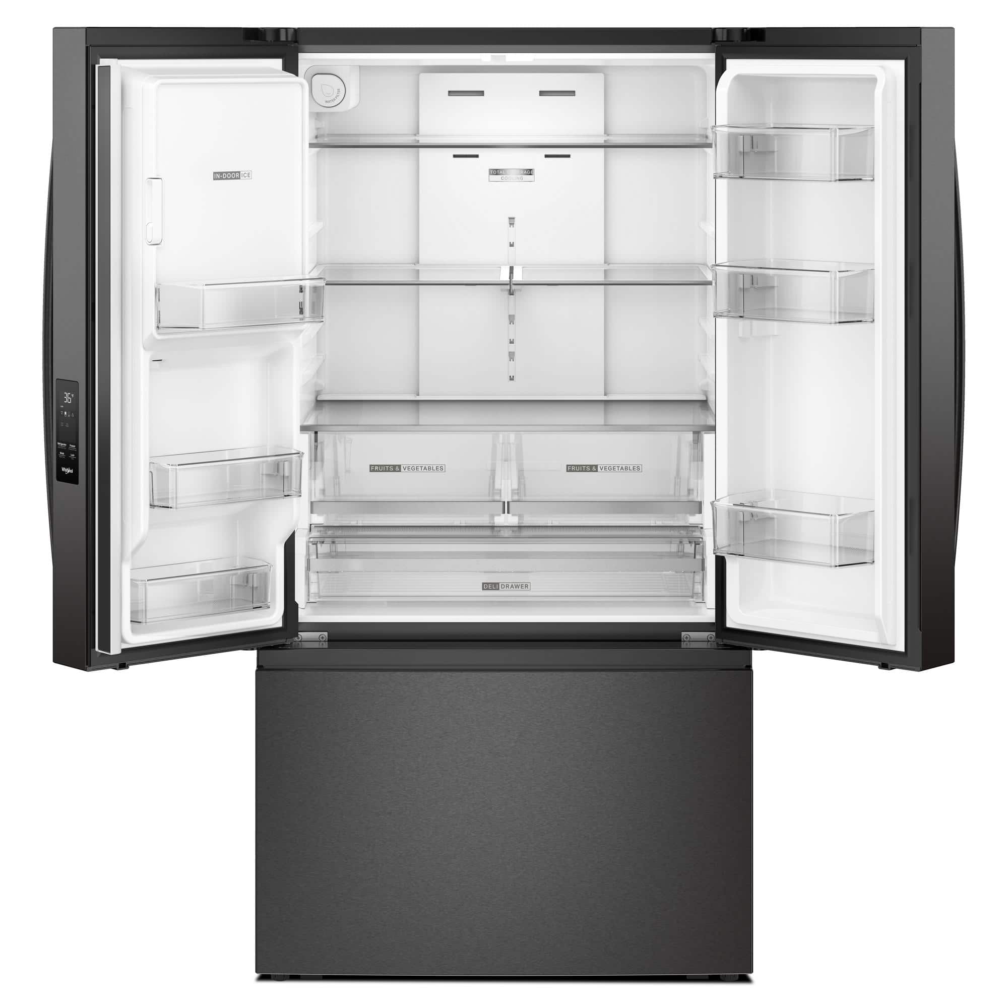 Whirlpool 36" French Door Refrigerator Ice Maker Black WRFF3536SV - Image 4