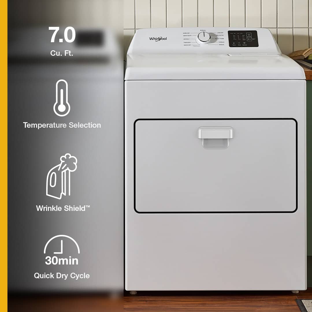 Whirlpool Gas Dryer w/ Adaptive Dry 7.0 Cu. Ft White WGD4107SW - Image 2