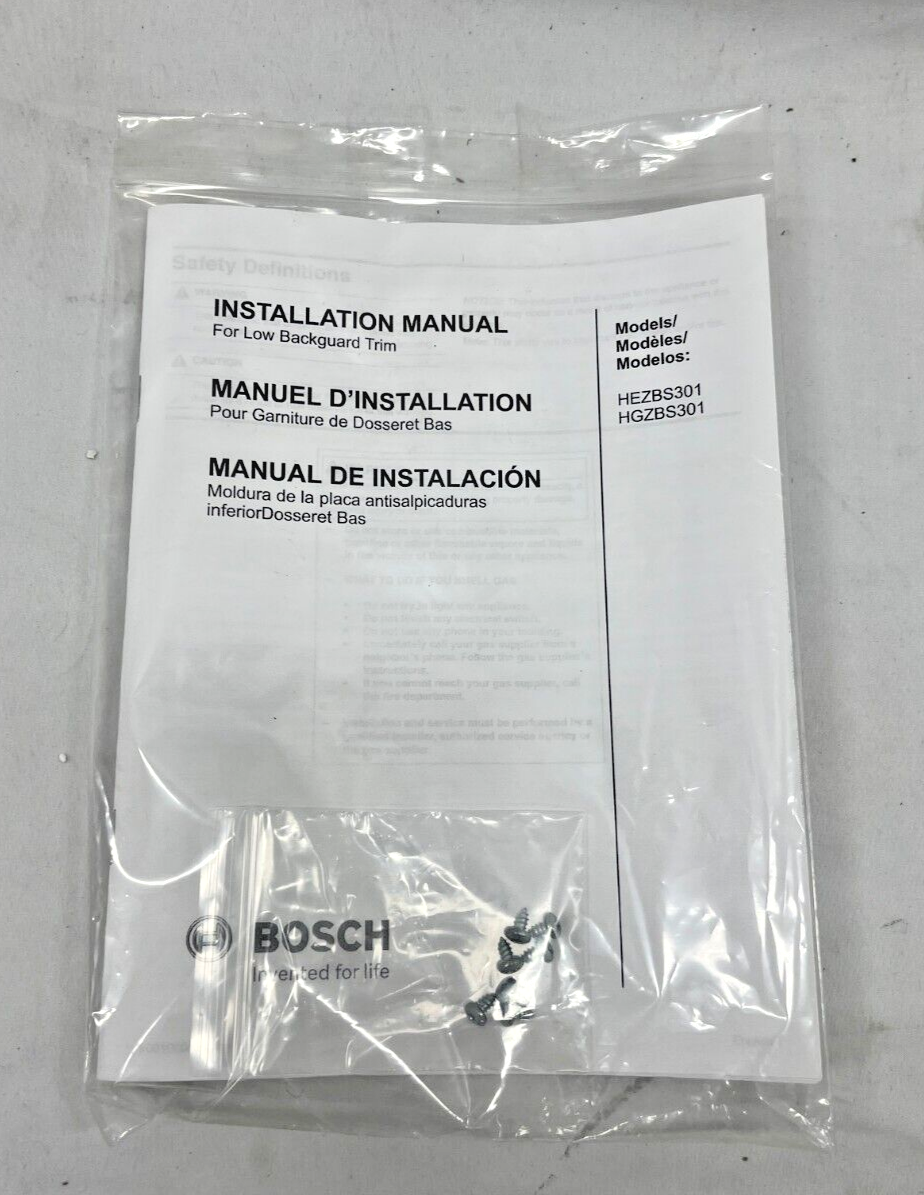Bosch HGZBS301 4" Low Back for Bosch HGI804UC & HDI8054U Slide-In Ranges in SS