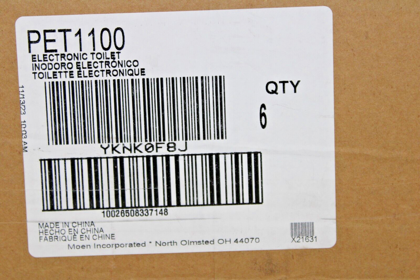 Brand New Moen ET1100 3-Series Standard Electronic Cleansing Bidet Heated Toilet