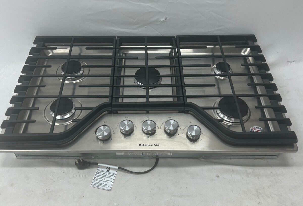 KitchenAid KCGS356ESS 36" Built-In Gas Cooktop w/ 5 Burners in SS