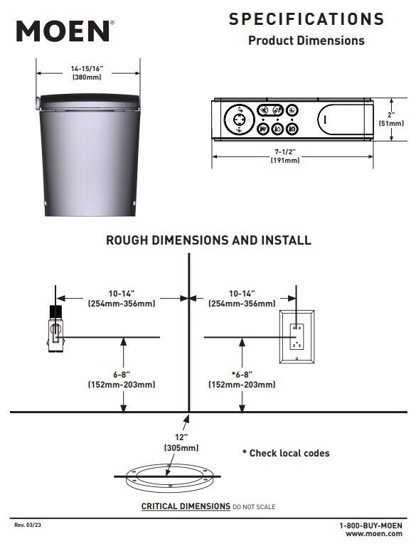 Brand New Moen ET1100 3-Series Standard Electronic Cleansing Bidet Heated Toilet