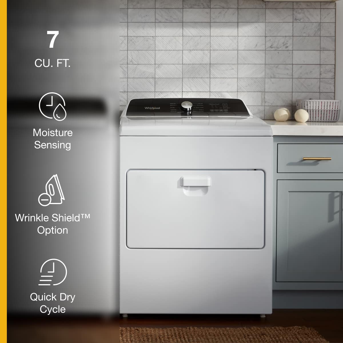 Whirlpool Electric Dryer w/ Moisture Sensing 7.0 Cu. Ft WED5010LW - Image 2