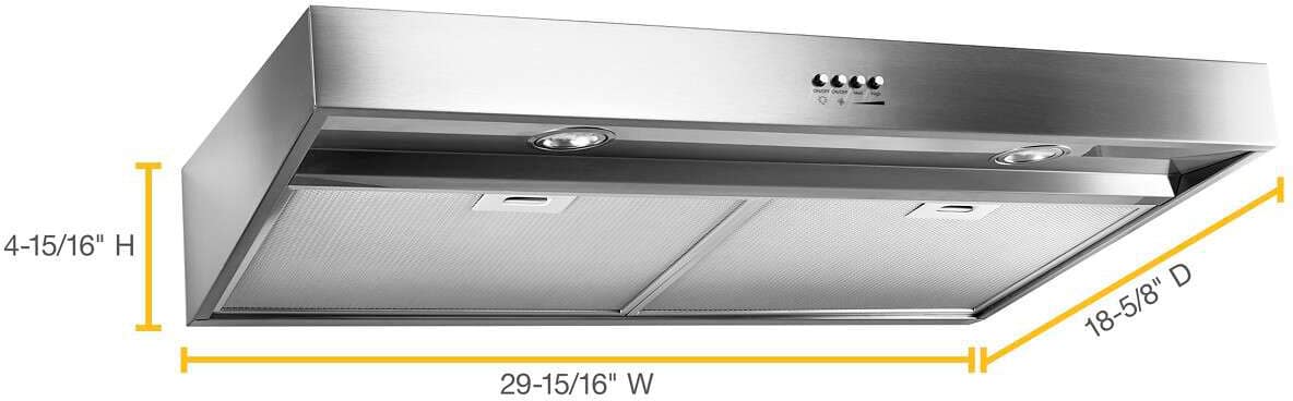Whirlpool 30" Range Hood Stainless Steel inches WVU37UC0FS - Image 3