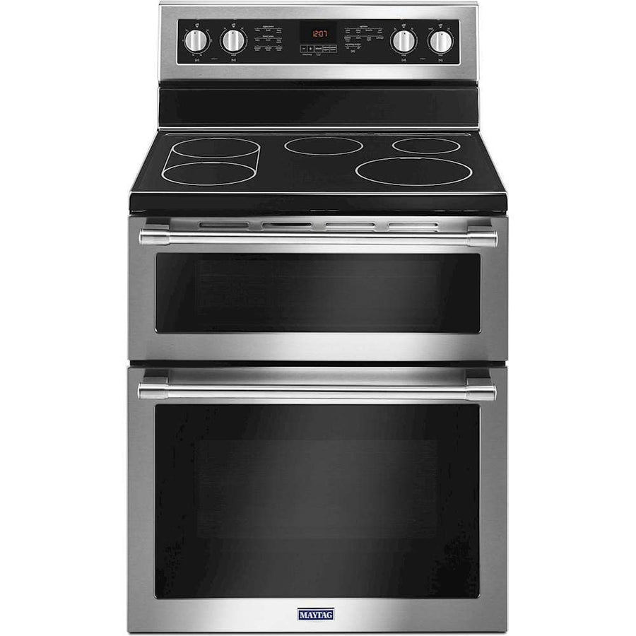 Maytag 30" Double Oven Electric Convection Range 6.7 cu. ft Stainless MET8800FZ - Image 1