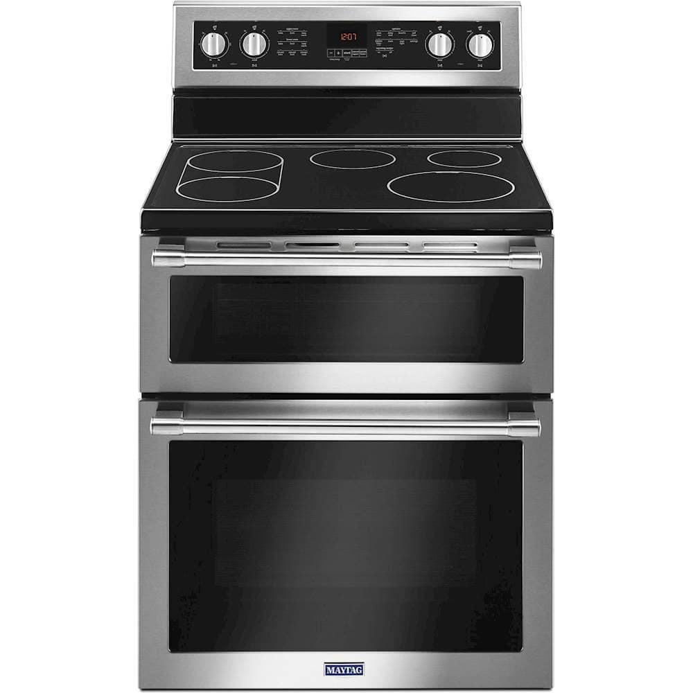 Maytag 30" Double Oven Electric Convection Range 6.7 cu. ft Stainless MET8800FZ - Image 1