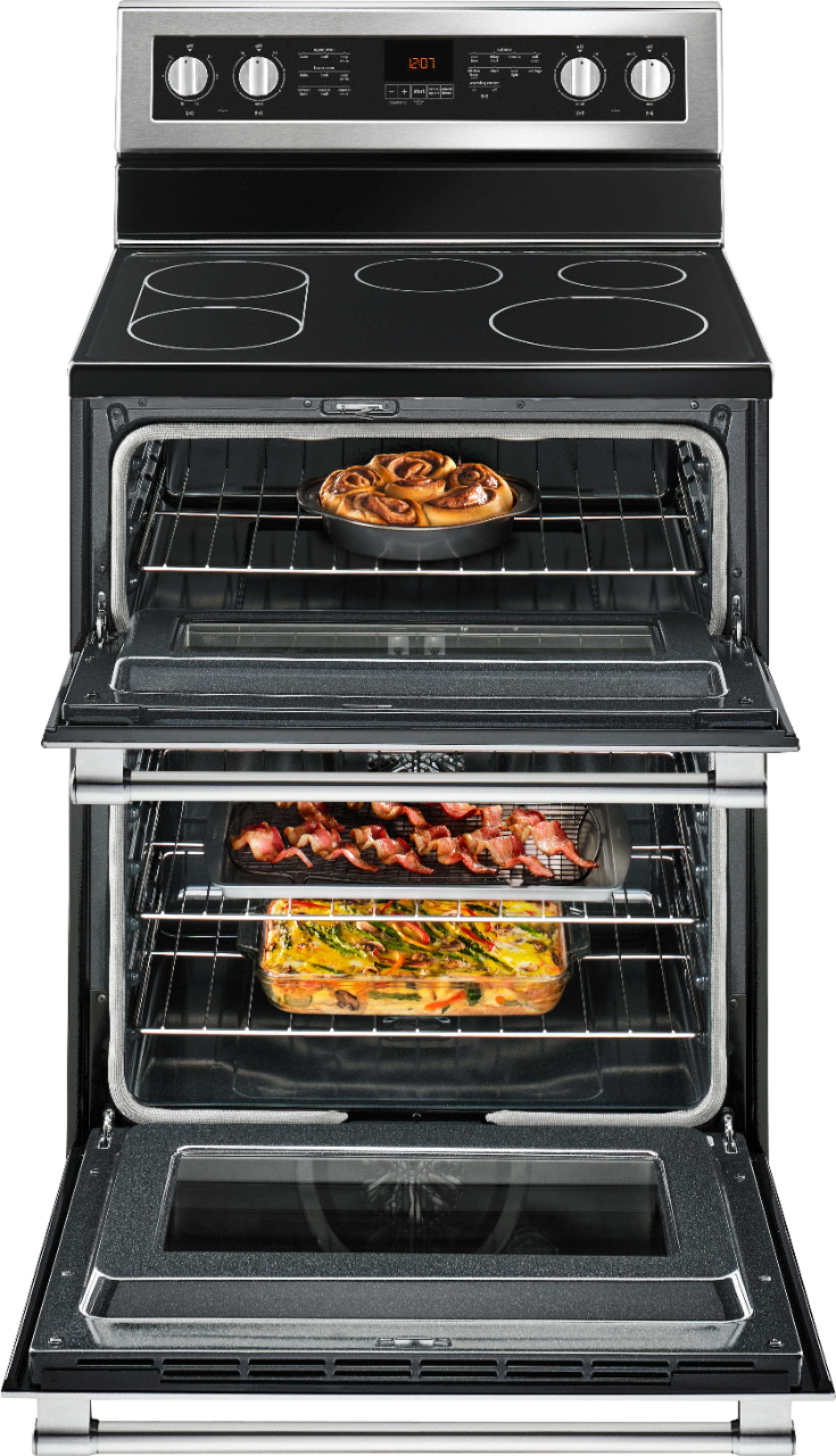 Maytag 30" Double Oven Electric Convection Range 6.7 cu. ft Stainless MET8800FZ - Image 2