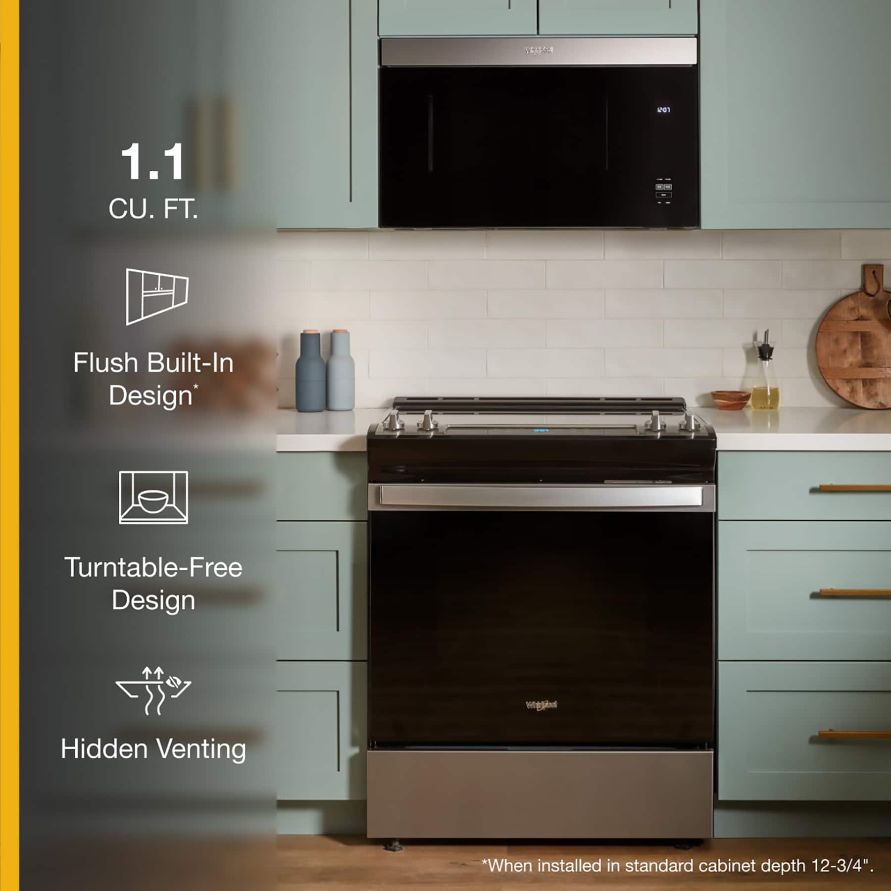 Whirlpool Flush Over-the-Range 300 CFM Microwave 1.1 Cu. Ft WMMF5930PZ - Image 9