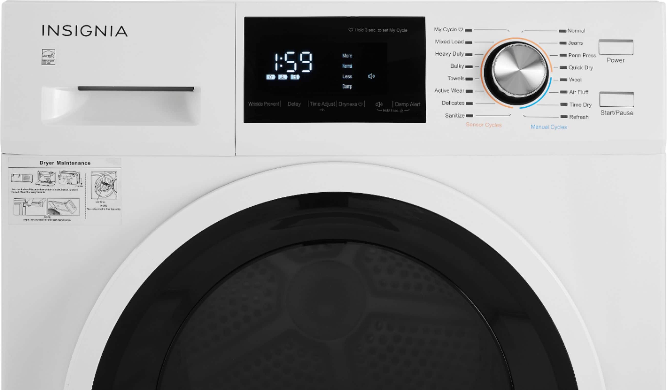 Insignia 4.4 Cu. Ft. 16-Cycle Stackable Electric Dryer White NS-FDRE44W1 - Image 3