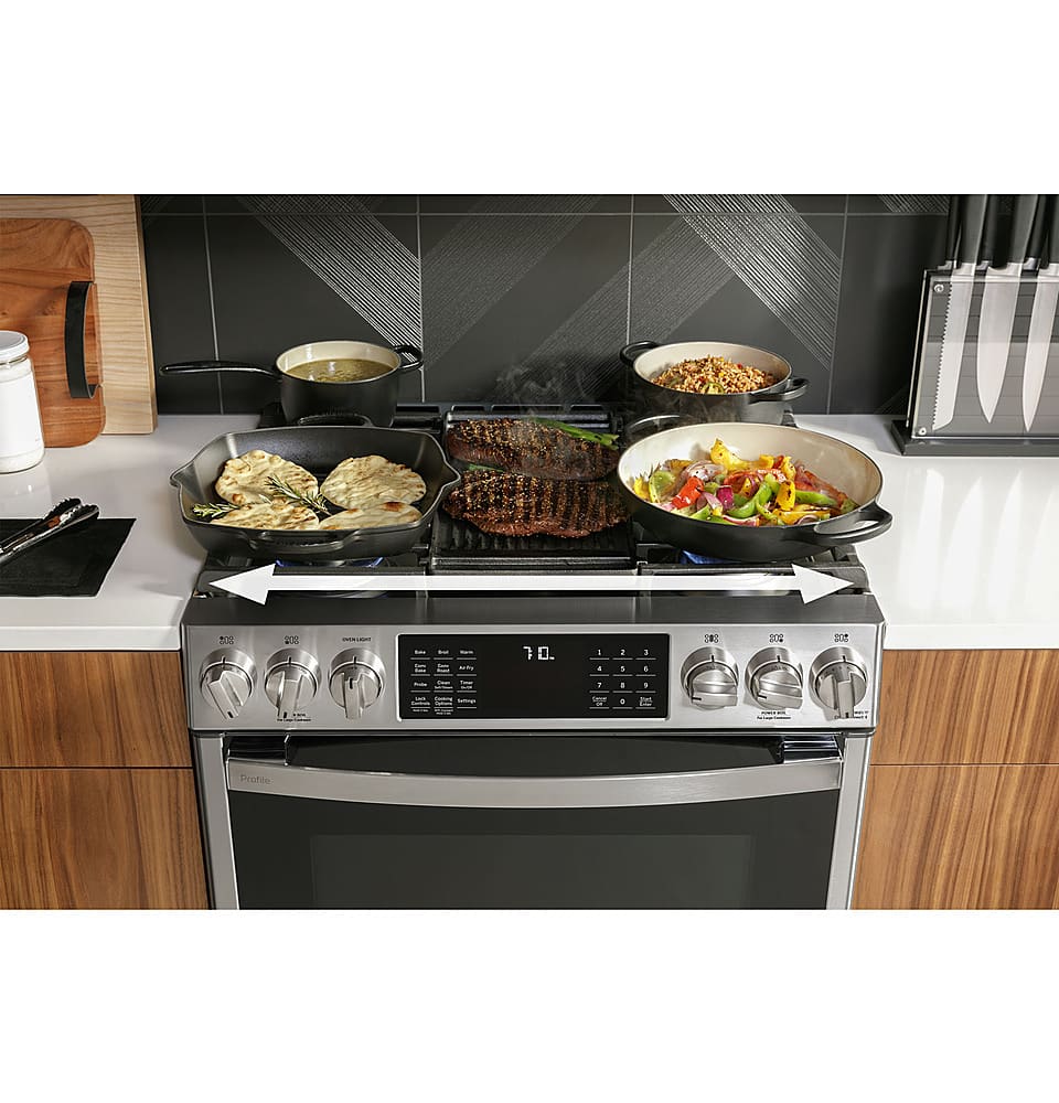 GE Profile 30" Slide-In Built-In Gas Convection Range 5.6 Cu. Ft PGS930YPFS - Image 7