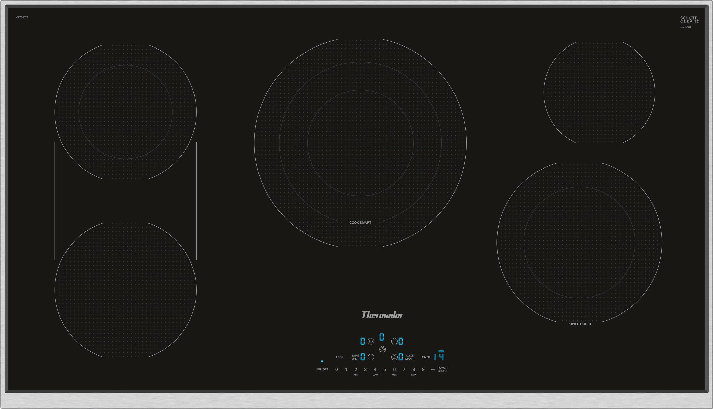 Thermador Masterpiece Series 36" Built-In Electric Cooktop Black CET366YB - Image 1