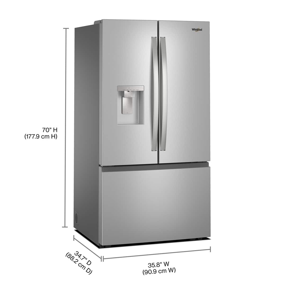 Whirlpool 36" French Door Refrigerator Ice maker 30 cu. ft Stainless WRFF3536SZ - Image 3