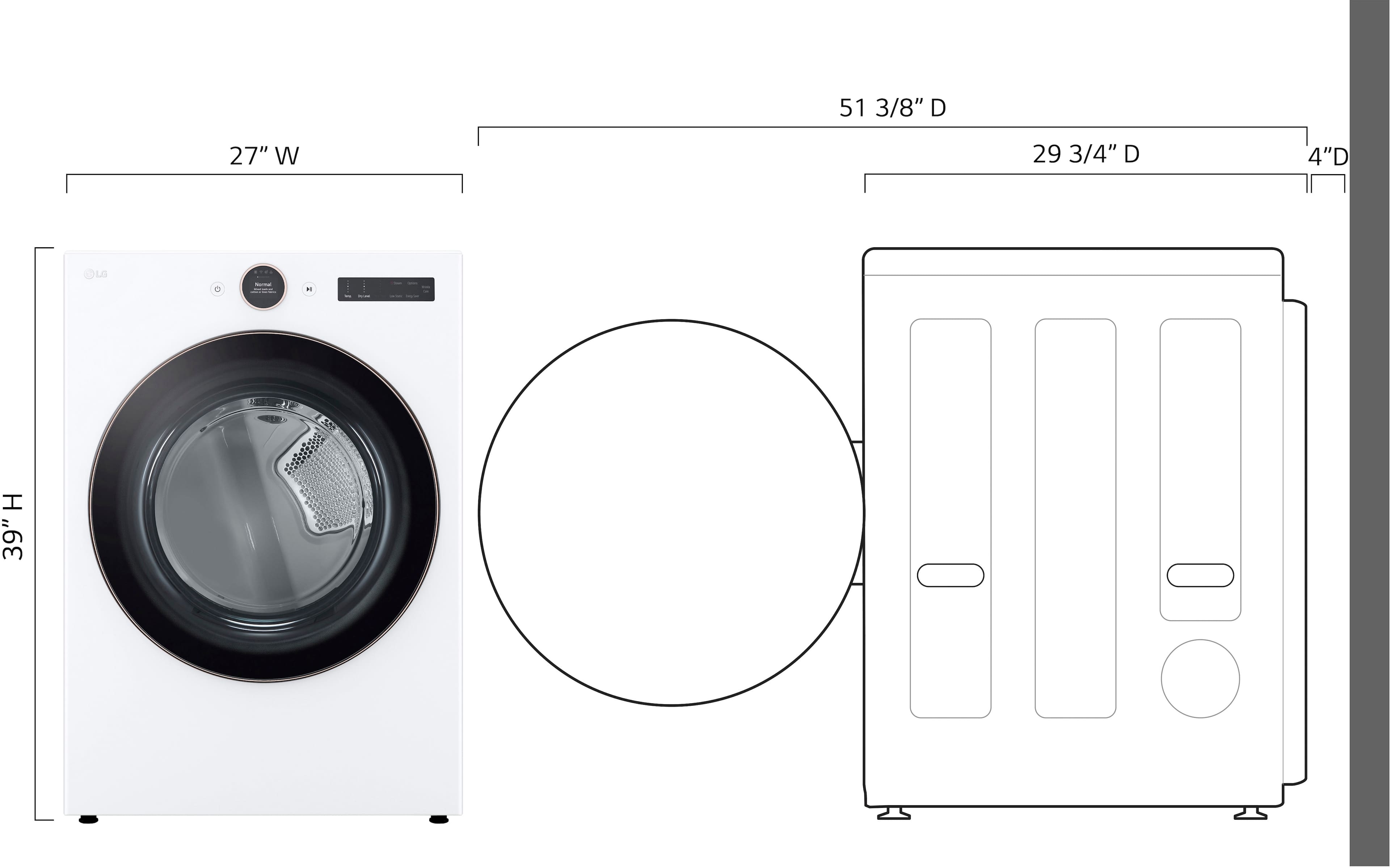 LG Electric Stackable Dryer 7.4 Cu. Ft Smart Steam DLEX6500W - Image 3
