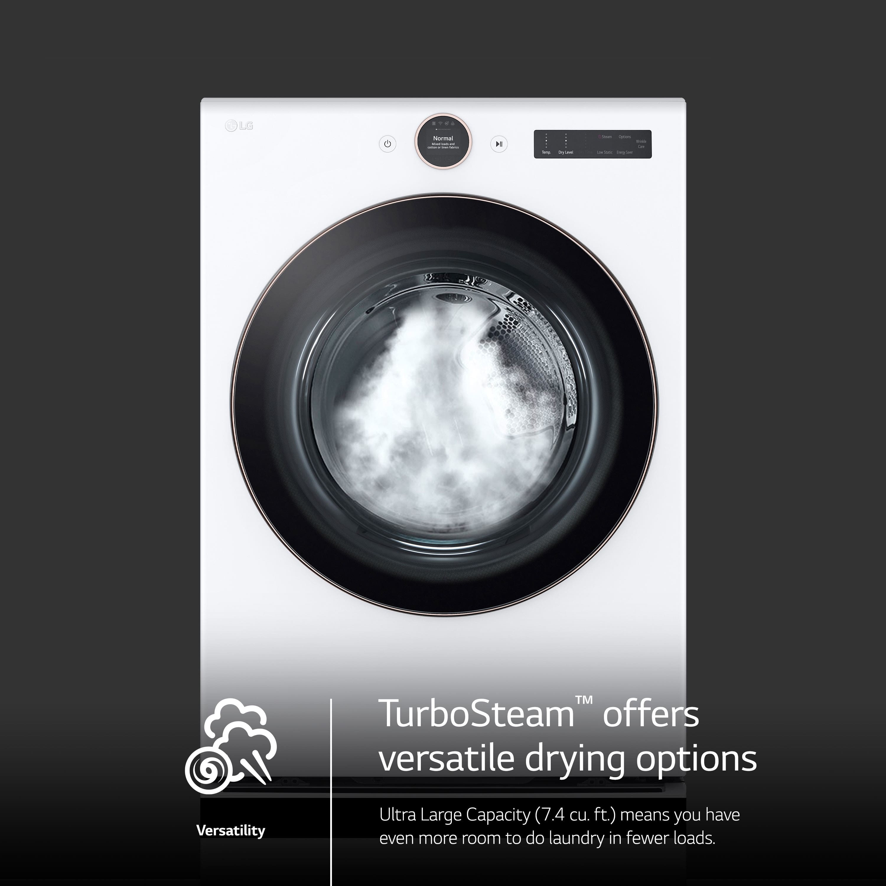 LG Electric Stackable Dryer 7.4 Cu. Ft Smart Steam DLEX6500W - Image 8