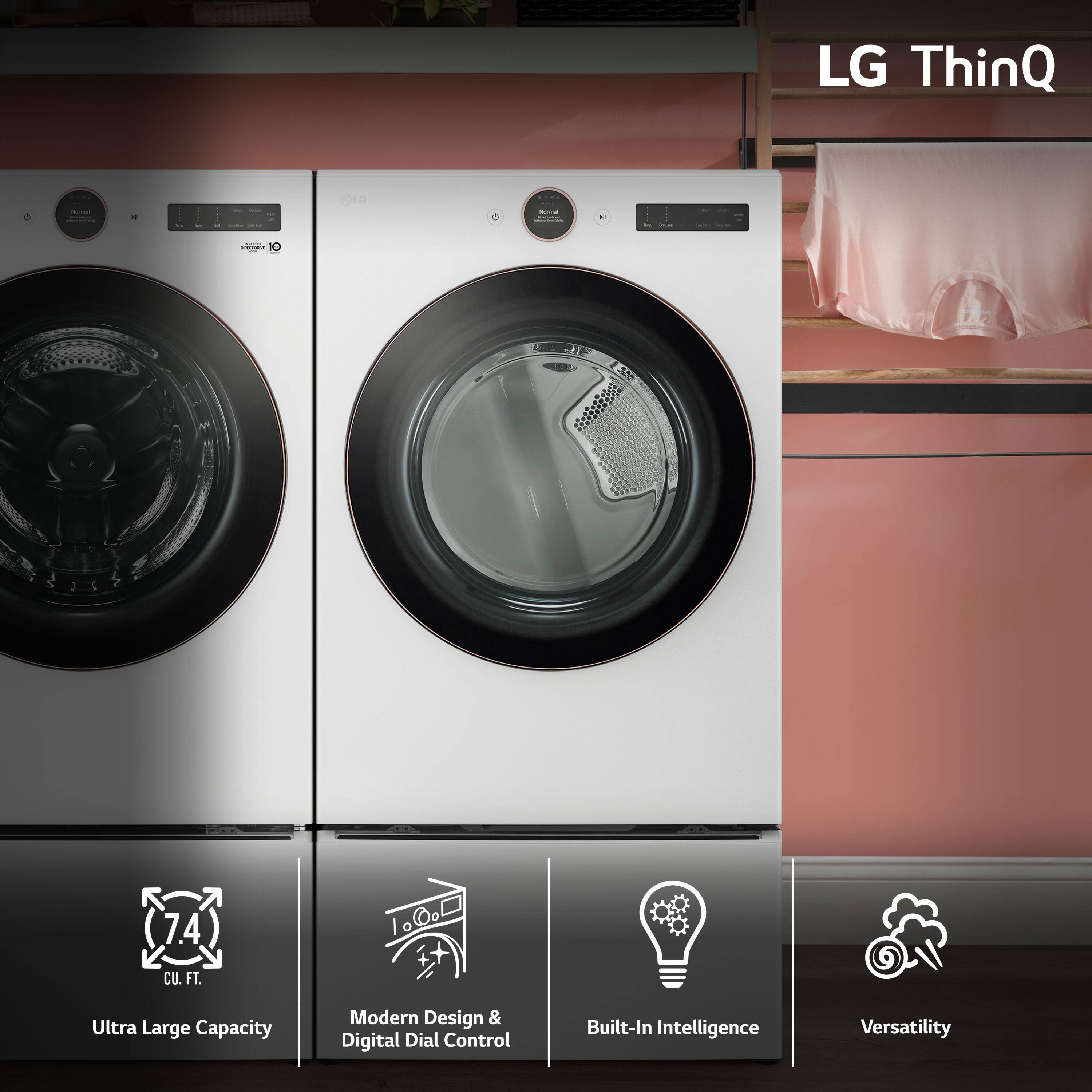 LG Electric Stackable Dryer 7.4 Cu. Ft Smart Steam DLEX6500W - Image 9