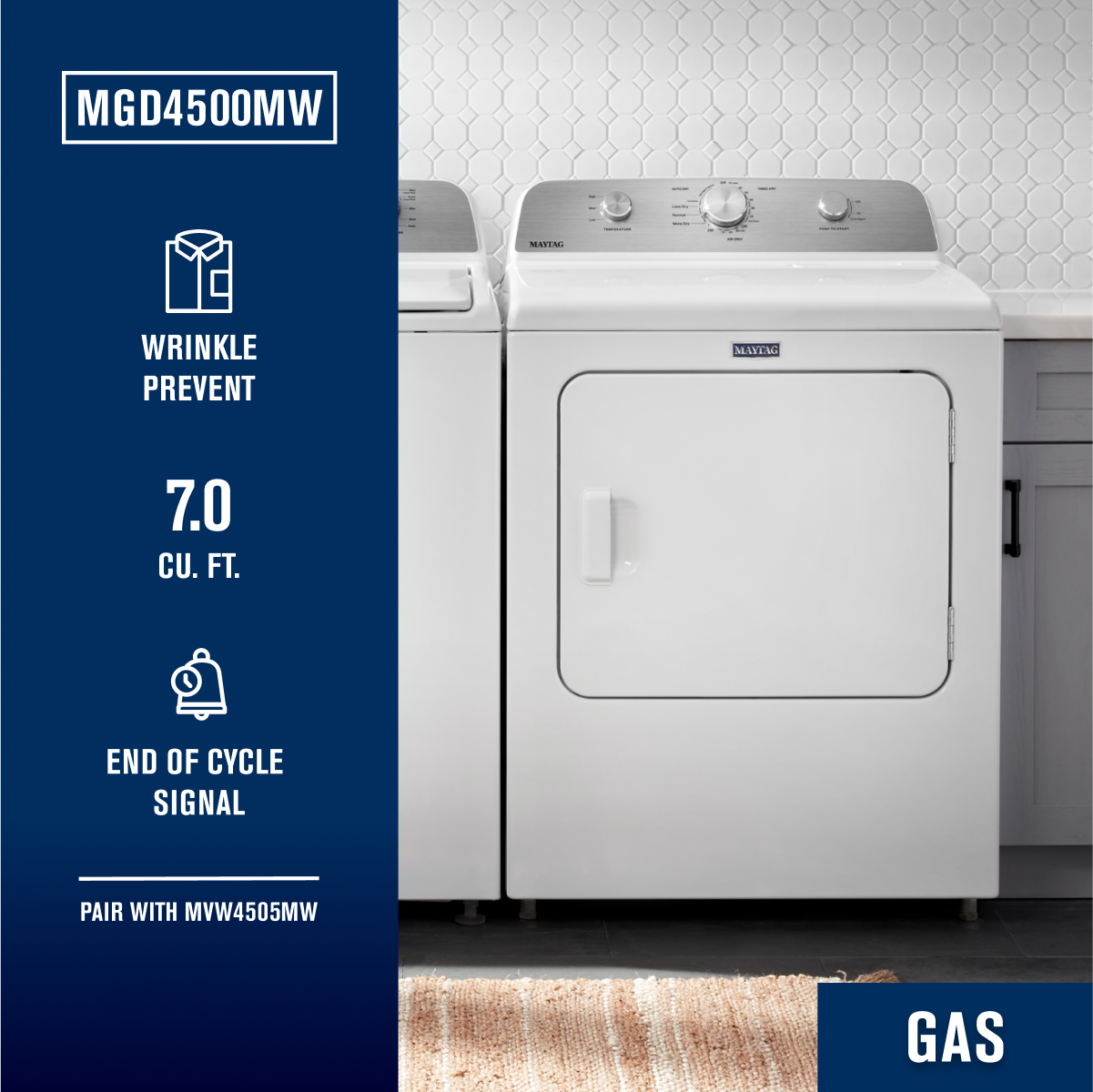 Maytag Gas Dryer 7.0 Cu. Ft MGD4500MW - Image 2