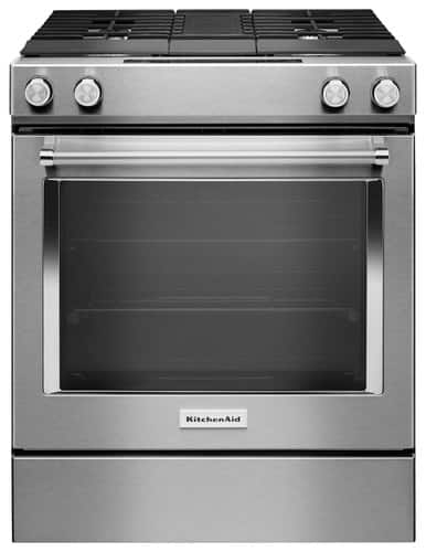 KitchenAid 30" Slide-In Gas Range 6.4 cu. ft Convection Stainless KSDG950ESS - Image 1