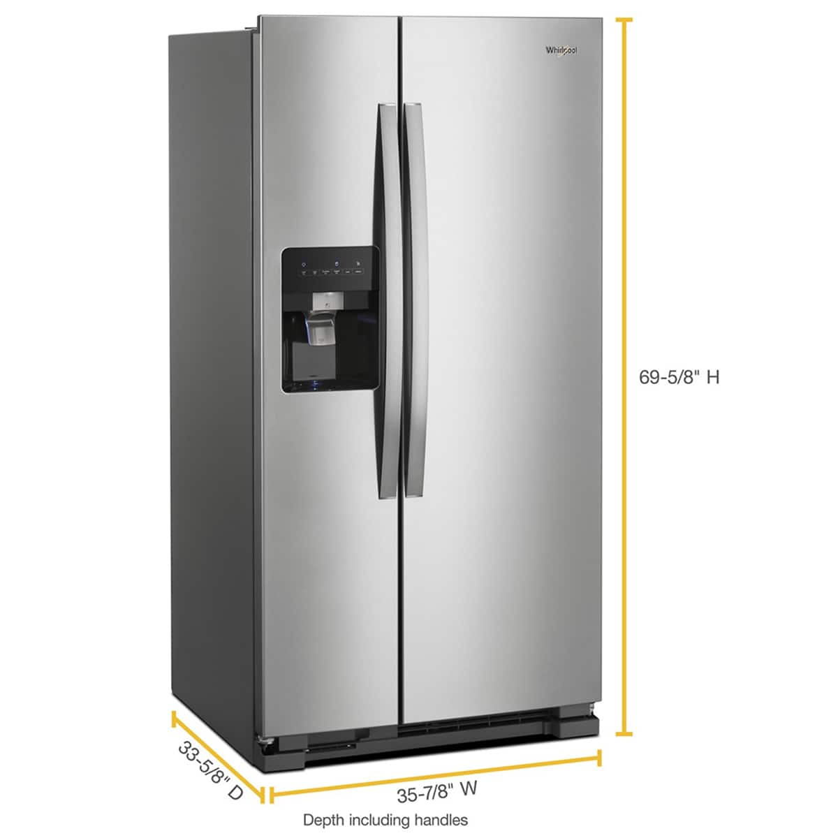 Whirlpool 36" Side-by-Side Refrigerator 24 cu. ft Stainless Steel WRS315SDHM - Image 3