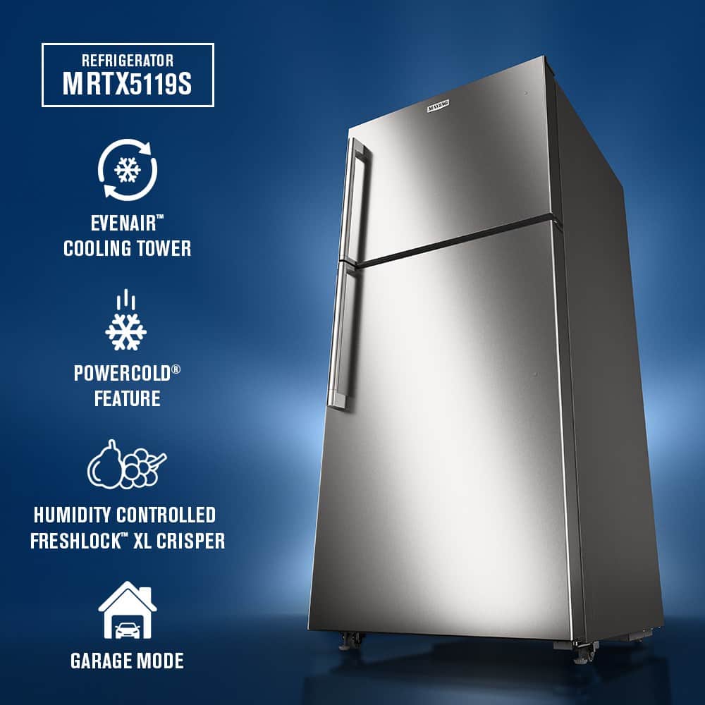 Maytag 30" Top Freezer Garage Ready Refrigerator 19 cu. ft Stainless MRTX5119SZ - Image 2