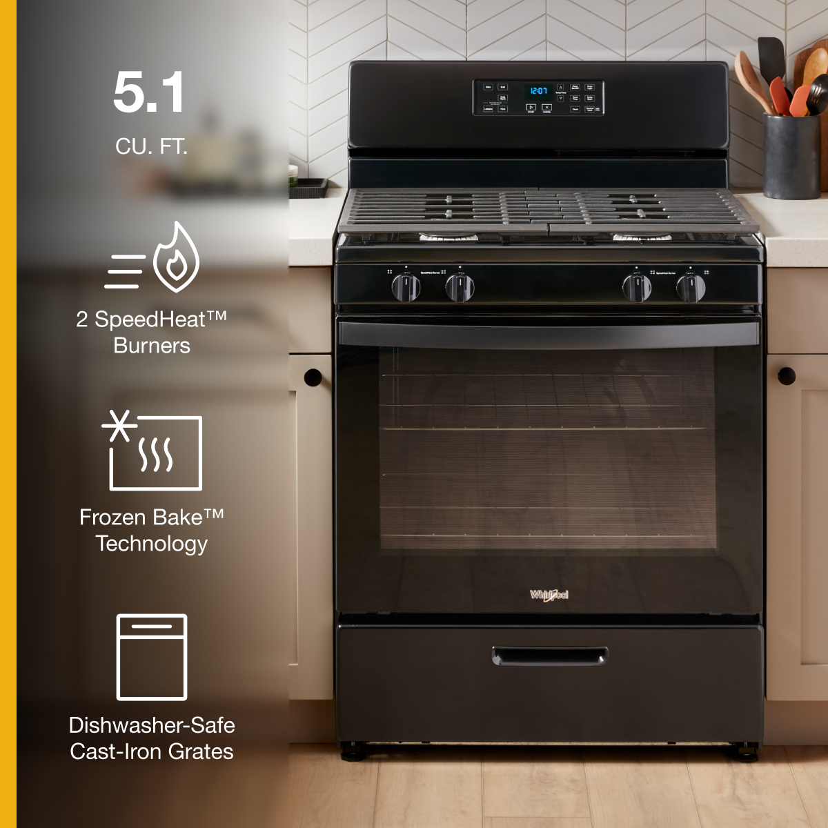 Whirlpool 30" Freestanding Gas Range w/ Broiler Drawer 5.1 cu. ft WFG320M0MB - Image 2