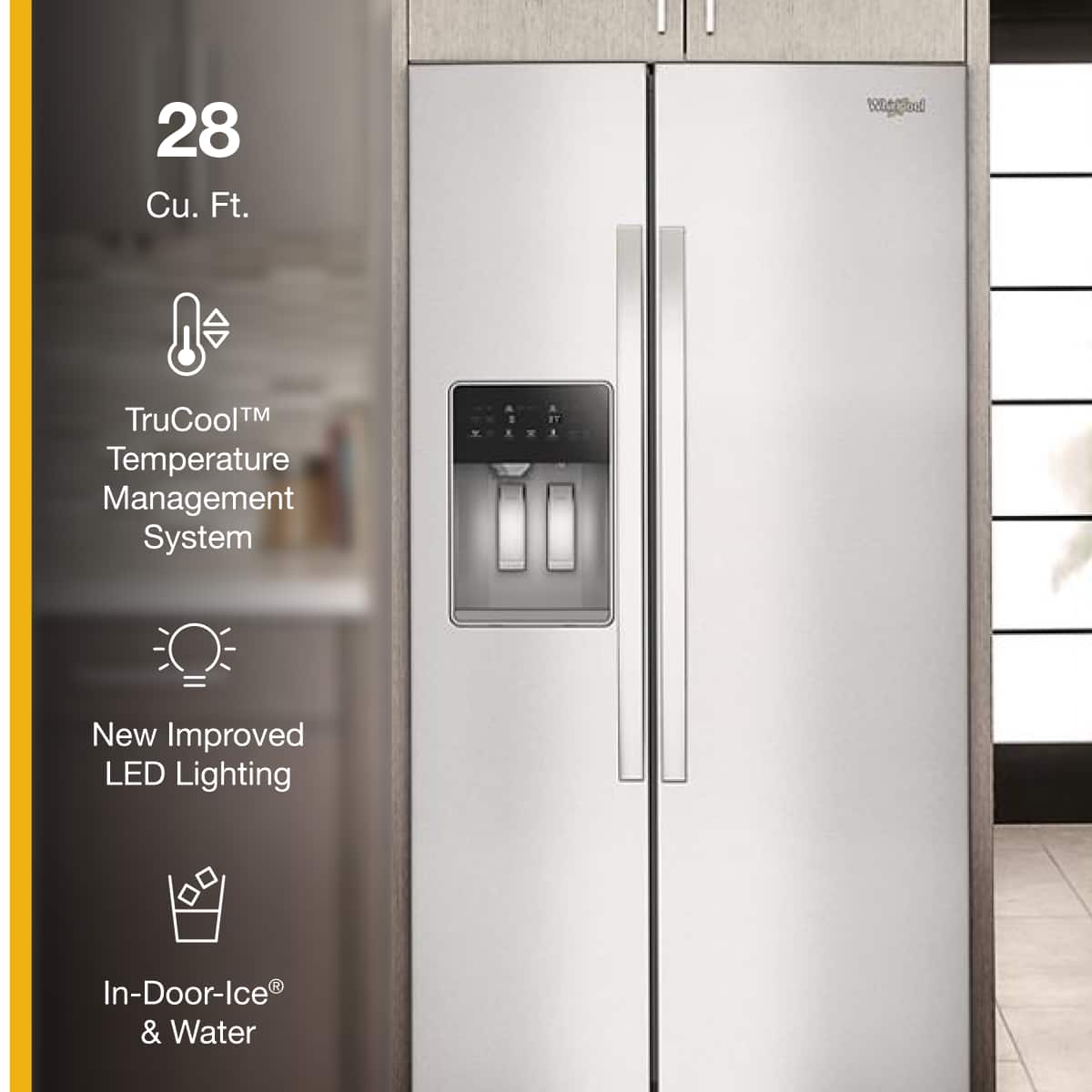 Whirlpool 36" Side-by-Side Refrigerator w/ In-Door Ice 29 cu. ft WRSF5536RZ - Image 2