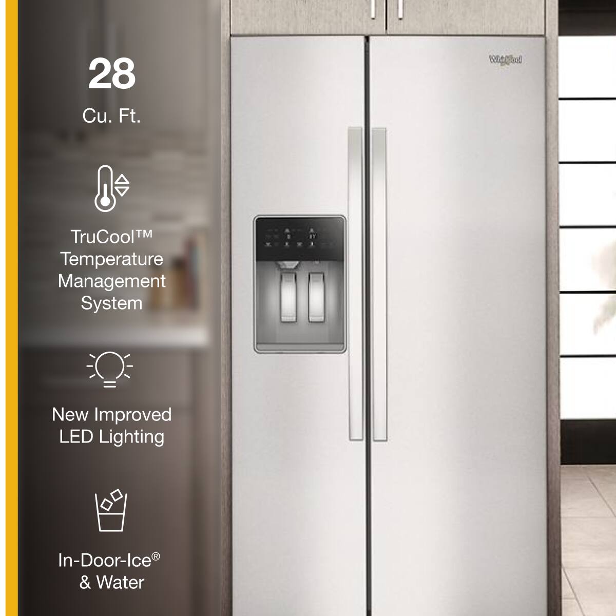 Whirlpool 36" Side-by-Side Refrigerator w/ In Door Icemaker 29 cu. ft WRSF5536RZ - Image 5