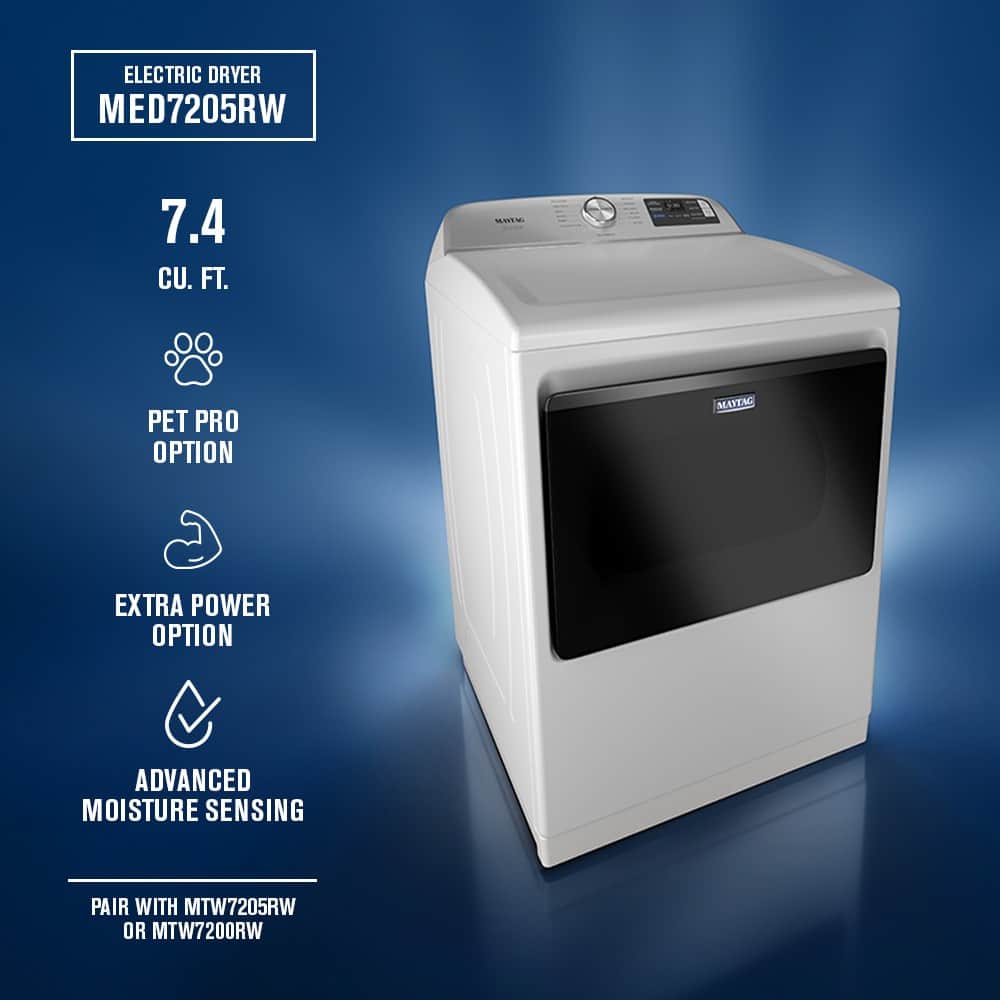Maytag Electric Dryer w/ Pet Pro Option & Steam 7.4 Cu. Ft. Smart MED7205RW - Image 2