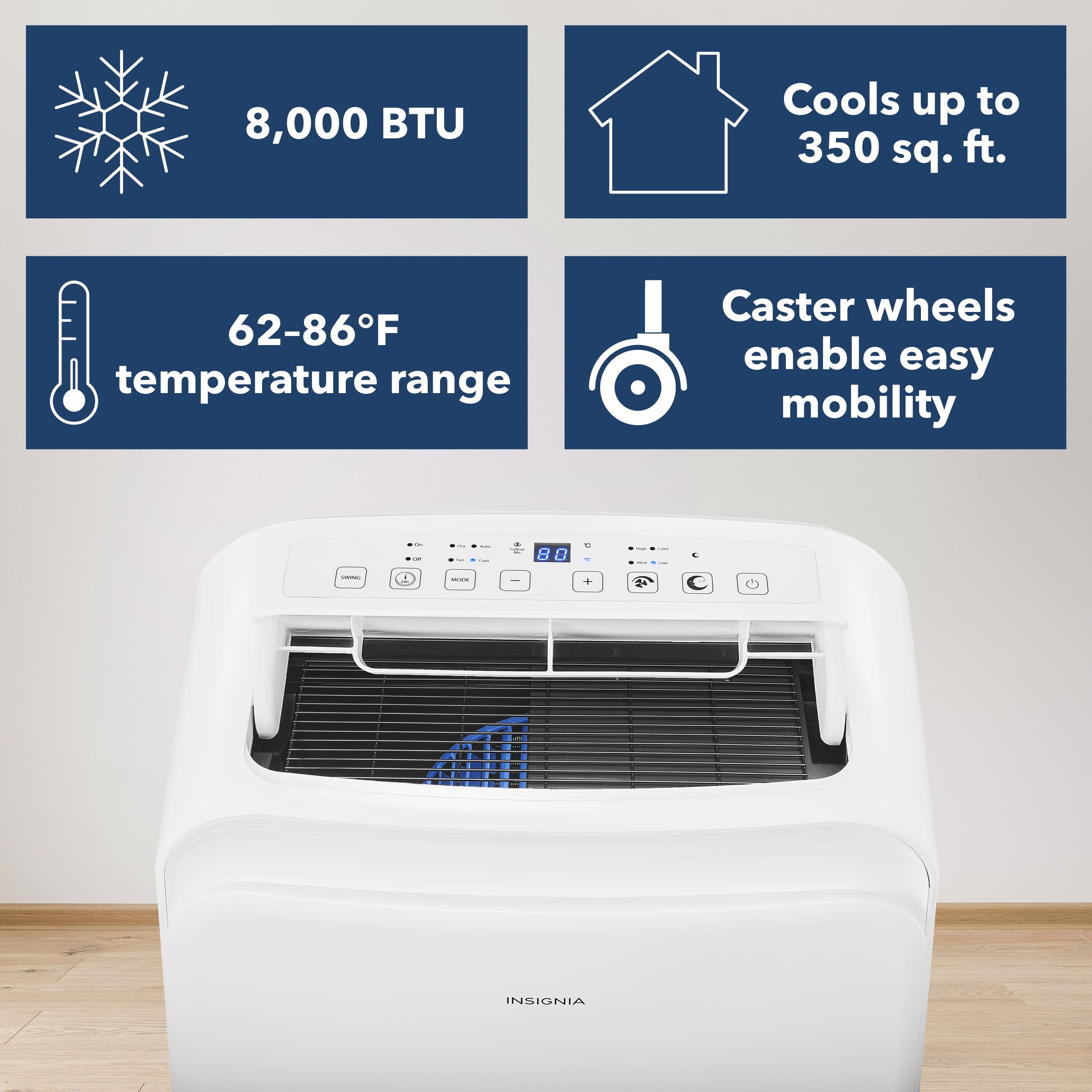 Insignia  350 Sq. Ft. 8,000 BTU Portable Air Conditioner - White NS-AC08PWH1 - Image 3