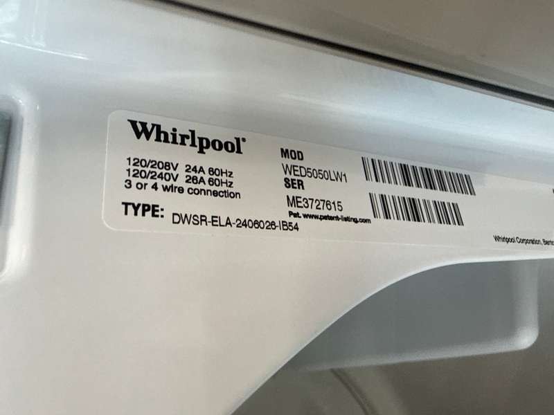 Whirlpool Electric Dryer 7.0 Cu. Ft Steam WED5050LW - Assessment Photo 10