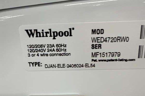 Whirlpool Electric Front Load Stackable Dryer 7.4 Cu. Ft WED4720RW - Assessment Photo 10