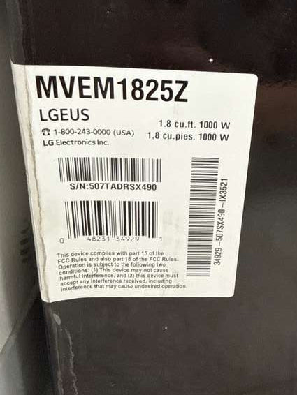 LG Over-the-Range 300 CFM Microwave Hood 1.8 Cu. Ft Smart Black MVEM1825Z - Assessment Photo 10